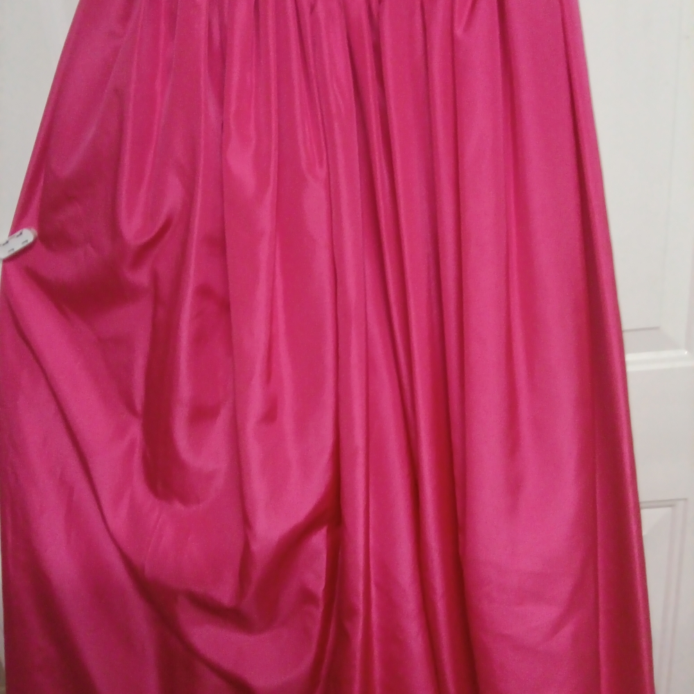 🦄 Vintage Richilene Chic Fuchsia Ruffle Evening Dress Gown Size Large - Picture 4 of 10